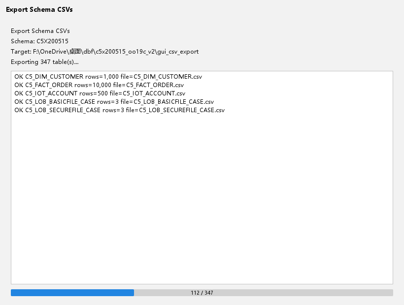 Schema CSV export progress