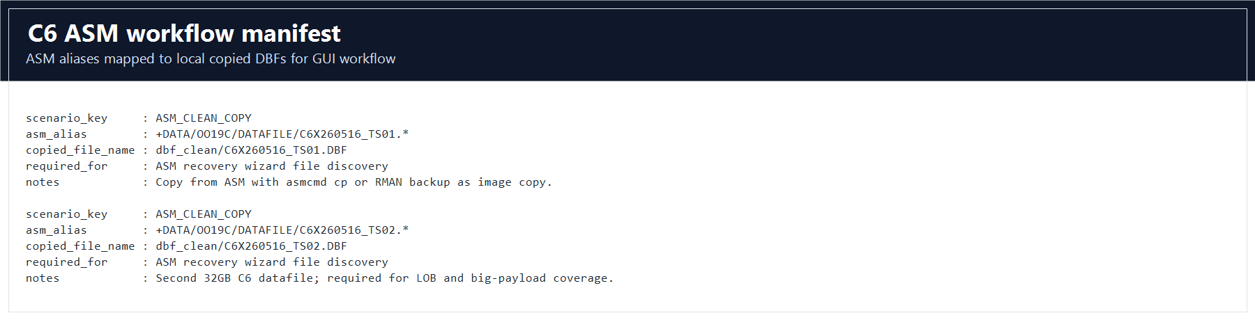 C6 ASM manifest screenshot